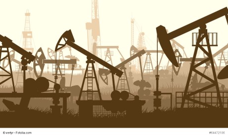 Horizontal illustration with units for oil industry.